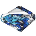 thumbnail image 2 of Bixox Fleece Blanket Blue and White Butterflies Pattern Super Soft Double-Sided Microfiber Flannel Blanket for Sofa, Bed, Couch,Suitable for All Seasons -, 2 of 5
