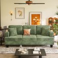thumbnail image 2 of Homall 84" Corduroy Couch 3 Seater Sofa with Extra Deep Seats,Modern Loveseat Sofa with 2 Pillows,Cup holder for Apartment Living Room,gREEN, 2 of 8