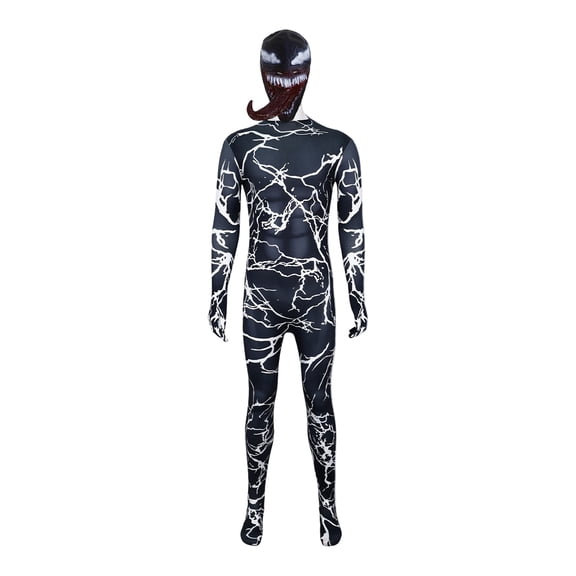 HTQWLP 2PCS Halloween Superhero Costumes, Pop Style Role Playing Fancy Dress Costumes, Spooky Halloween Stage Performance Cosplay Outfit-Jumpsuit, Boys Birthday Party Dress up Costumes, Black/160