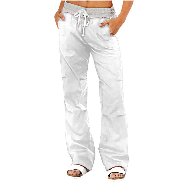 Timegard Pantalon pour Femmes à Taille Basse avec Cordon de Serrage, Bas Resserré, Jambe Droite, Pantalon Cargo d'Extérieur avec Poches