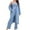 Blue, variant on QUYUON Women 3 Piece Lounge Set Casual Long Sleeve Open Front Cardigans Jackets with Pocket Belted Sleeveless Crop Tops and Drawstring Elastic Waist Pants Fall Outfits Black L