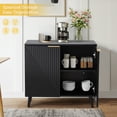 thumbnail image 6 of Stylish White Fluted Sideboard Cabinet with Adjustable Shelves & Multifunctional Wooden Accent Cabinet with Doors, Buffet Storage for Living Room, Dining Room, Entryway ,White/Black, 6 of 7