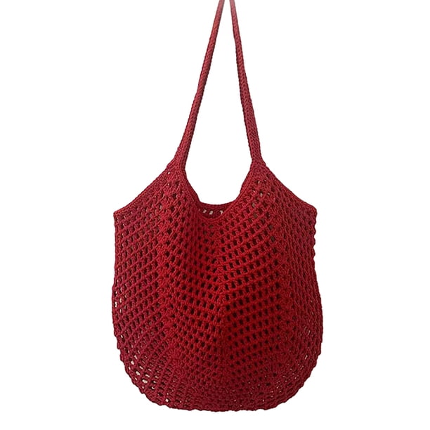 Bolso de paja tejido hueco de gran capacidad, bolso de mano elegante de un solo hombro para viajes, playa y compras.