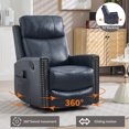 thumbnail image 4 of Genuine Leather Manual Recliner Chair, Swivel Rocking Recliner Chair with Heating and Massage for the Elderly, Ergonomic Lounge Single Sofa Seat, Blue, 4 of 6