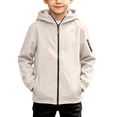 thumbnail image 4 of BXJX Boys Rain Jackets, Full Zip Hooded Windproof Water Resistant Windbreaker with Pockets Beige Size 14-15 T, 4 of 9
