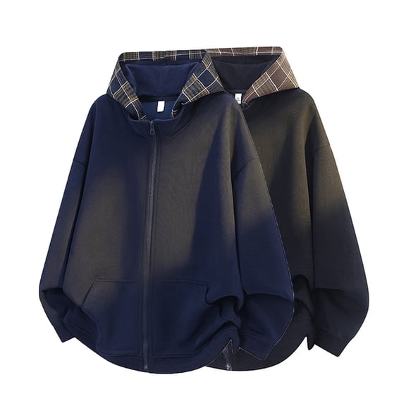 YFNNUP Mens Flannel Plaid Lined Hoodies Zip Up Heavyweight Sweatshirt Winter Warm Plaid Hooded Coat Black S