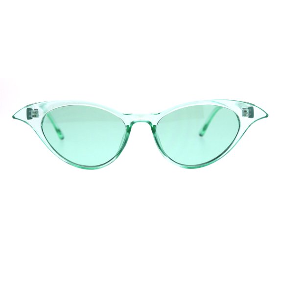 Womens Hippie Pop Color Goth Devil Horn Cateye Sunglasses Green