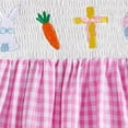 thumbnail image 4 of Toddler Girl Easter Dress Outfit Cute Bunny Egg Embroidered Lace Trim Peter Pan Collar Plaid Dresses (Red, 12-18 Months), 4 of 7