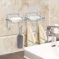thumbnail image 2 of Soporte para esponja para jabonera con ganchos para ducha, baño, cocina, adhesivo, montaje en pared, acero inoxidable inoxidable, sin perforación, juego de 2 Rojo Verde RV1016-0123280FYD, 2 of 4