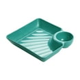 thumbnail image 2 of Plastic Food Tray with Sauce Compartment | Durable Dumpling Plate, Fries & Snack Server | Integrated Ketchup Holder for Dips | Easy Clean, Stackable | 1 Piece, 7.2x7.2 in, 2 of 6