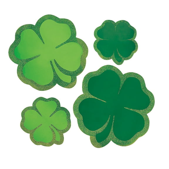 Glitter Shamrock Cutouts (6Pc) - Party Decor - 6 Pieces
