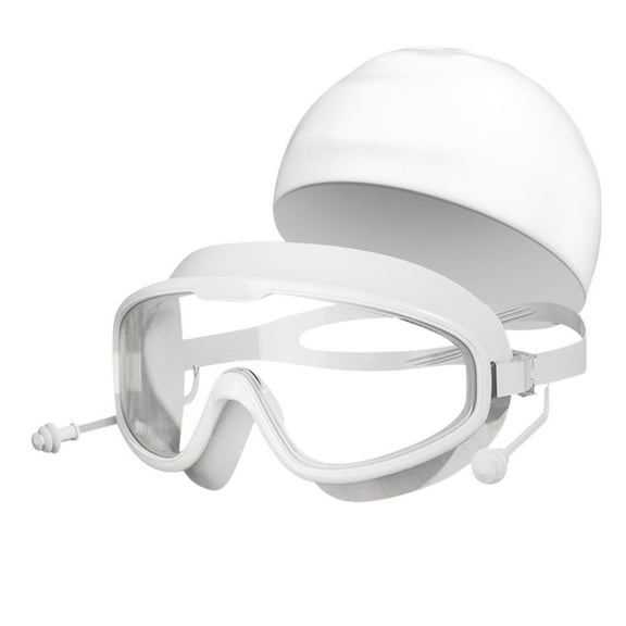 Adult Swimming Goggles Set | Large Frame High Definition Polycarbonate Lens | Leakproof Soft Fit | Includes Earplugs | Clear Vision Sports Equipment for Pool Training