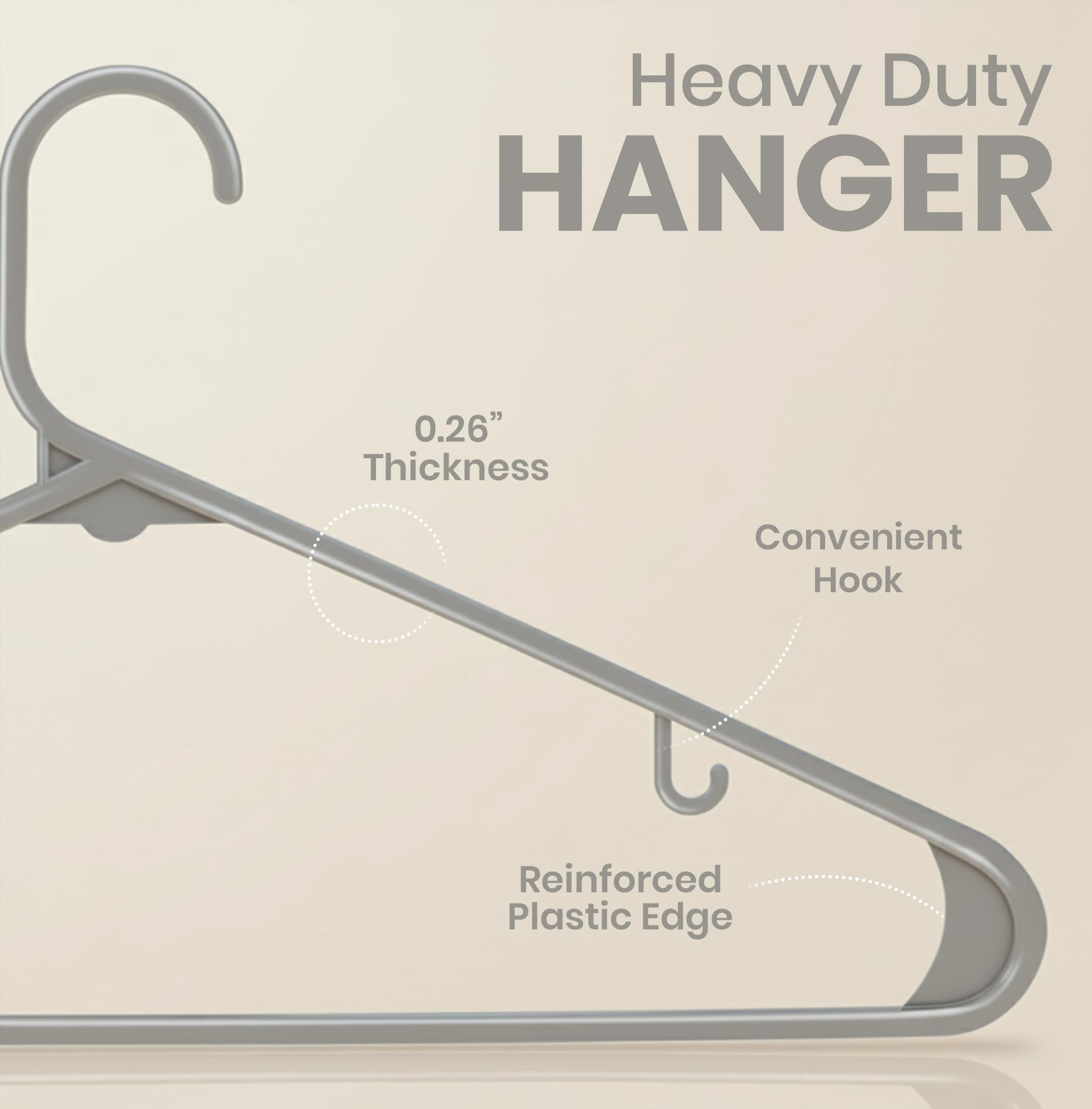 Plastic Hangers 20 Pack - Space Saving Clothes Hanger - Durable & Strong Closet Organizers and Storage with Built-in Strap Hooks - Essential for Shirts, Pants, Skirts & Coats