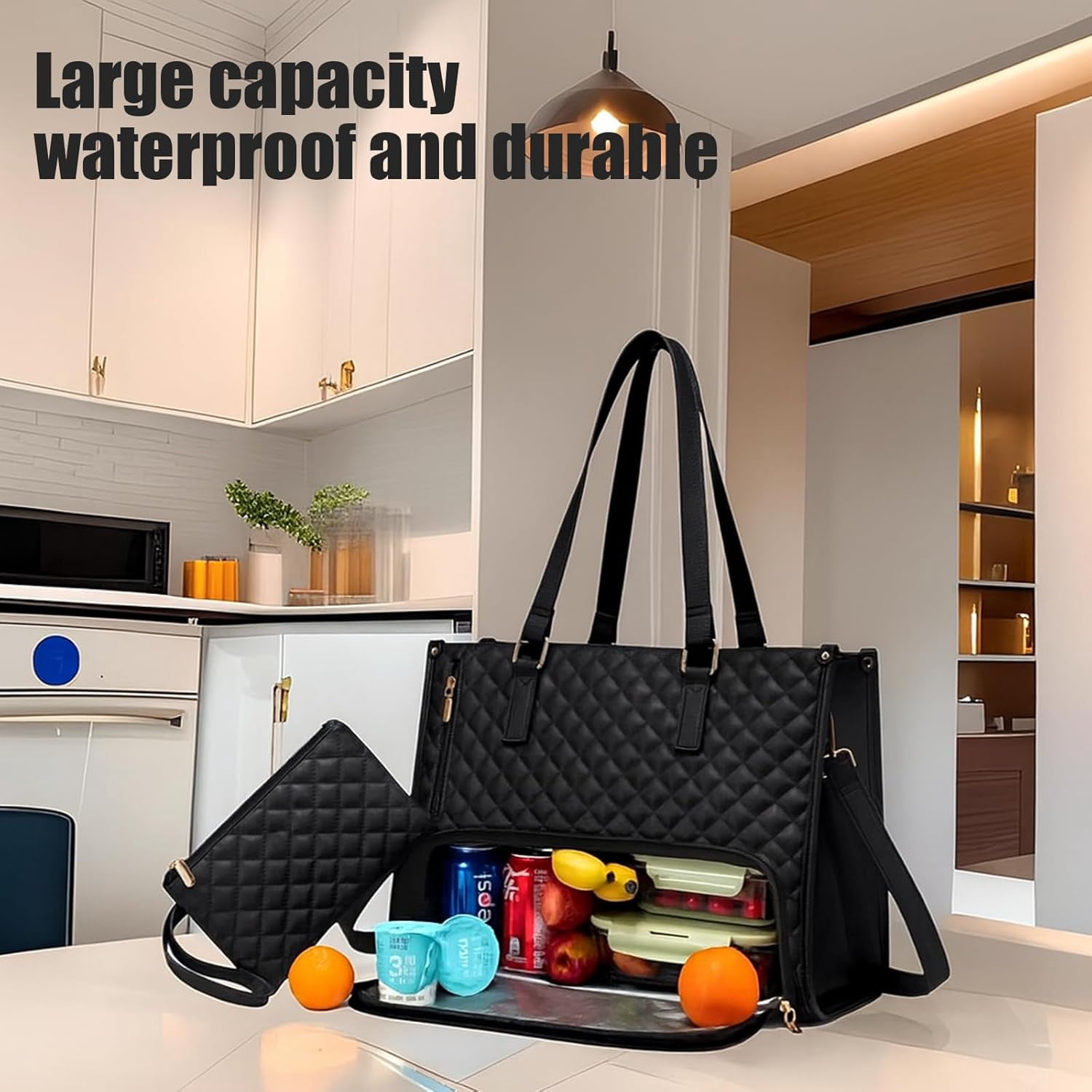Packuum Tote Bag, Packuum 3 in 1 Tote Bag Backpack, Lunch Compartment, Capacity Computer Handbag with Purse