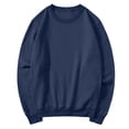 thumbnail image 4 of Crew Neck Pullover Tops for Women Long Sleeve Basic Solid Sweatshirts Relaxed Fall Outfit Wear Navy S, 4 of 7
