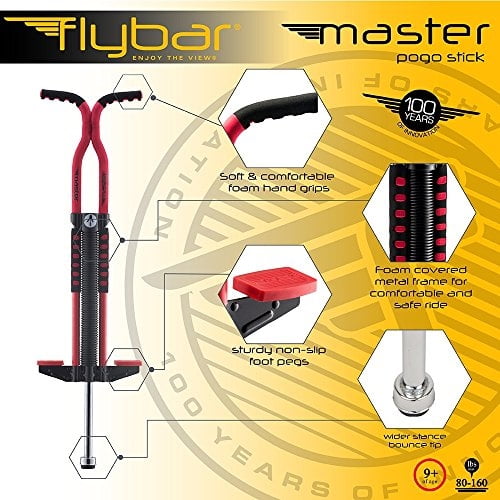Flybar Master Pogo Stick para niños, niños y niñas de 9 años en adelante, 80 a 160 lbs - F Flybar Flybar