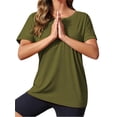 thumbnail image 3 of Short Sleeve Back Hollow Casual Work Active Yoga Shirt Tops, 3 of 4
