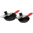 MegaChef 14 Piece Cast Iron Skillet Set with Tempered Glass Lids