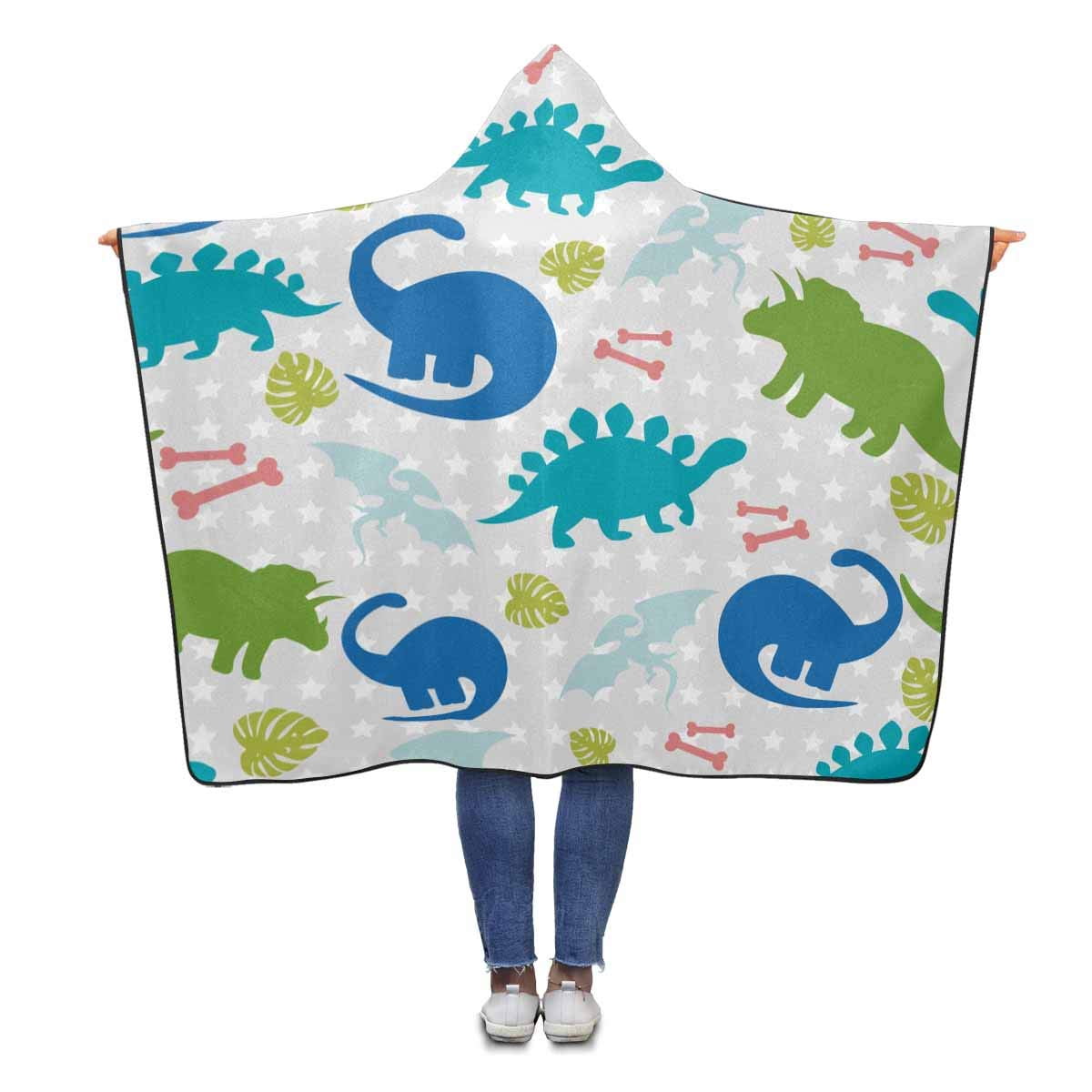 HATIART Cute Dinosaurs Throw Hooded Blanket 56x80 inches Adults Girls