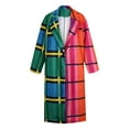 thumbnail image 6 of Mifelio Women's Raincoats Women's Overcoat Thickened Classic Long-Length Color Matching Plaid Print Winter Lapel Outwear Coat with Pockets Windbreaker Women Multicolor M, 6 of 9