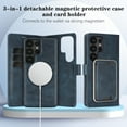 thumbnail image 2 of TECH CIRCLE 3-in-1 Phone Case for Galaxy S25 Ultra 6.9" (2025), Magnetic Flip Wallet Case with Detachable Magnetic Back Cover and PU Leather Card Holder, Compatible with MagSafe Accessory, Blue, 2 of 7