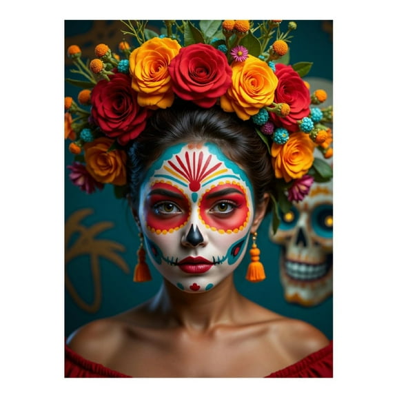 Diamond Art Kits for Adults - Dia De Los Muertos Face Paint 5d Diamond Painting for Adults, Diamond Art for Adults Beginners, Frameless Diamond Painting Kits for Adults for Home Wall Decor