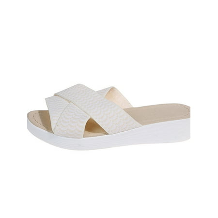 

ANYSENSEPS Womens Flat Flatform Sandals Summer Open Toe Cross Strap Slippers Slder Beach Shoes