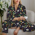 thumbnail image 6 of Fuzoiu Snake And Flower Print Women's Long-Sleeved Pajama,Lounge Button Down Nightwear,Womens Notch Collar Pajama Set-X-Large, 6 of 7