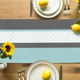 thumbnail image 4 of Burlap Table Runner 90 Inches Long, Morocco Plaid Teal Stripes Non-Slip Kitchen Table Runners for Dining Room Everyday Use Party Table Decorations Abstract Geometric Stitching, 4 of 9