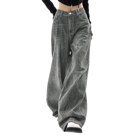EMMIOL Women's Baggy Jeans High Waist Barrel Jeans Y2K Vintage Wide Leg Fit Jeans 90s Boyfriend Streetwear Denim Pants