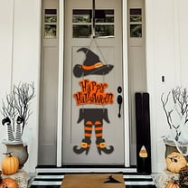 Witch Legs Door Decor - Halloween Hanging Sign Playful Witch Hat Cutout Party Wall Decoration Spooky Porch Accent Festive Gift(Orange)