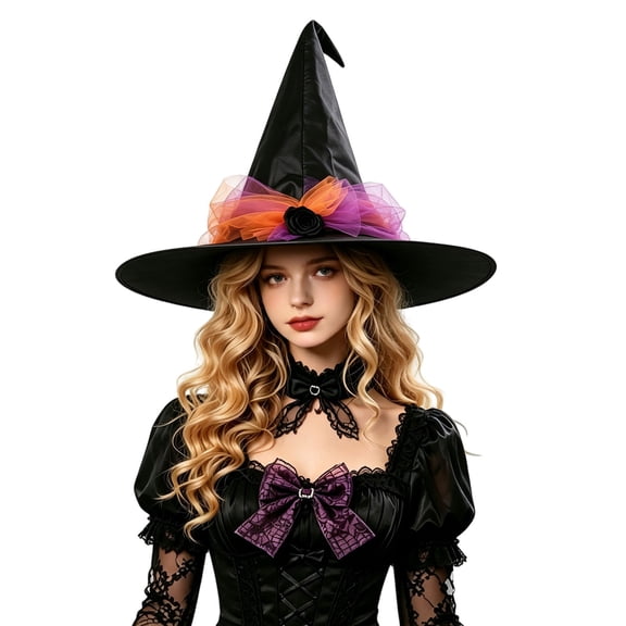 WCJM Witch Hat Women Halloween Witch Hat Felt Forest Witch Hat Costumes Accessory Sun Hats for Womens