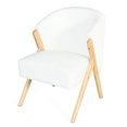 thumbnail image 3 of Minimalist Lounge Chair With Airy Fabric - Ergonomic, Stylish 23.17 In Product Depth Modern Accent White Solid Wood Frame, Ideal For Living Room, Bedroom, Office, Style Curved And Foam Cushioning, 3 of 5