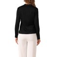 thumbnail image 3 of INSPIRE CHIC Women's Ruffled Stand Collar Long Sleeve Button Office Satin Shirt S Black, 3 of 7