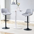 thumbnail image 3 of StnTalk Set of 2 Height Adjustable Swivel Barstools with Back, Gray Linen Fabric Counter Height Chairs, Modern Kitchen Island Chairs for Home Bar, 3 of 8