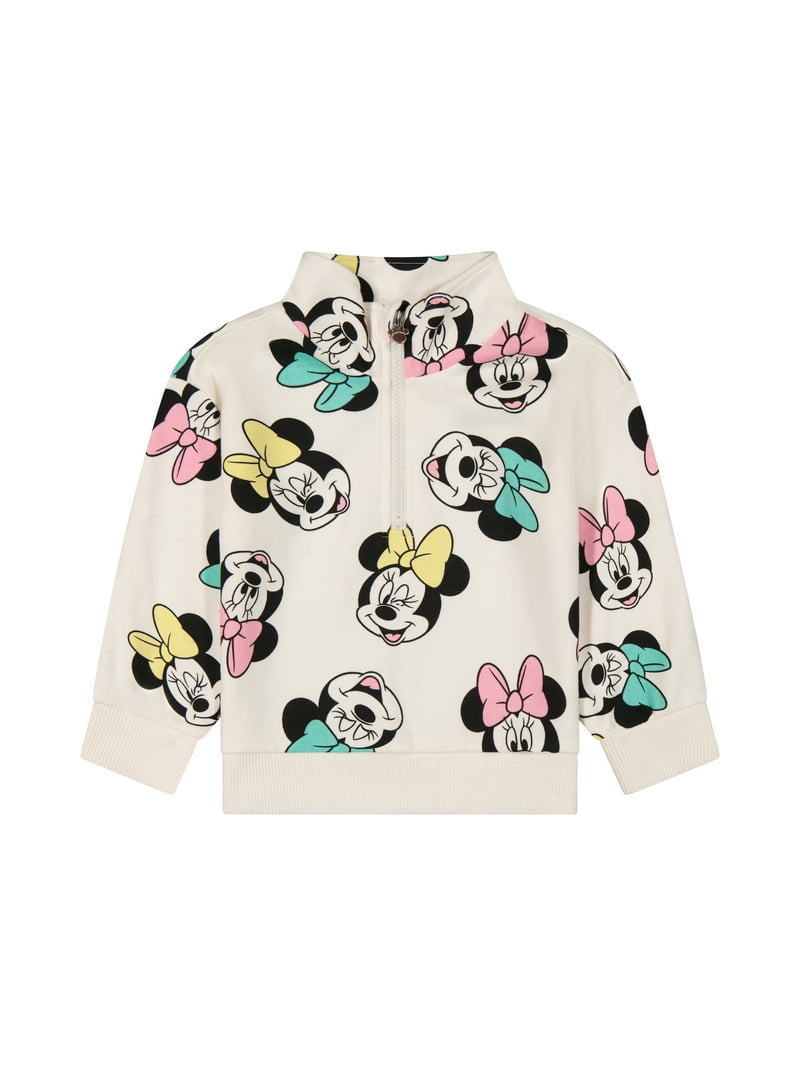 Minnie Mouse Toddler Girls Quarter Zip Top, Sizes 12 Months