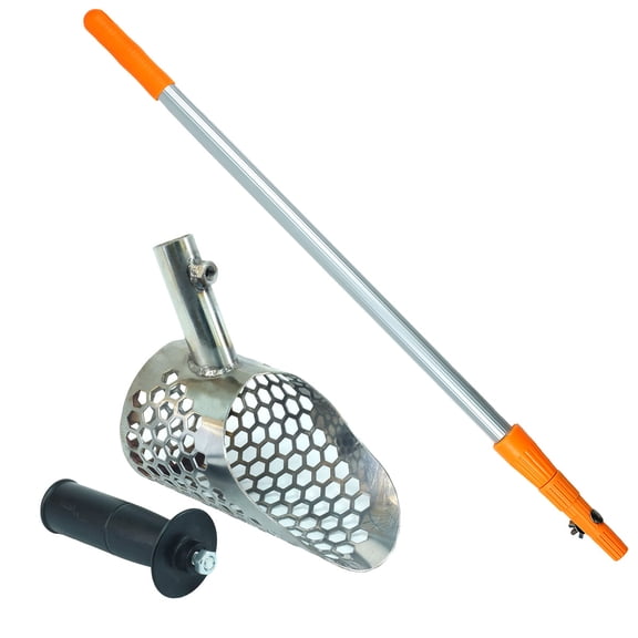 Dune Scoops Stingray 6" x 3.5" Stainless Metal Detector Sand Scoop w/ Dune CF Handle