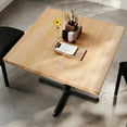 thumbnail image 3 of Flash Furniture 36" Square Solid Wood Commercial Indoor Tabletop in Natural with 30" x 30" Dining Height Rust-Resistant Black Cast Iron X-Base, 3 of 10