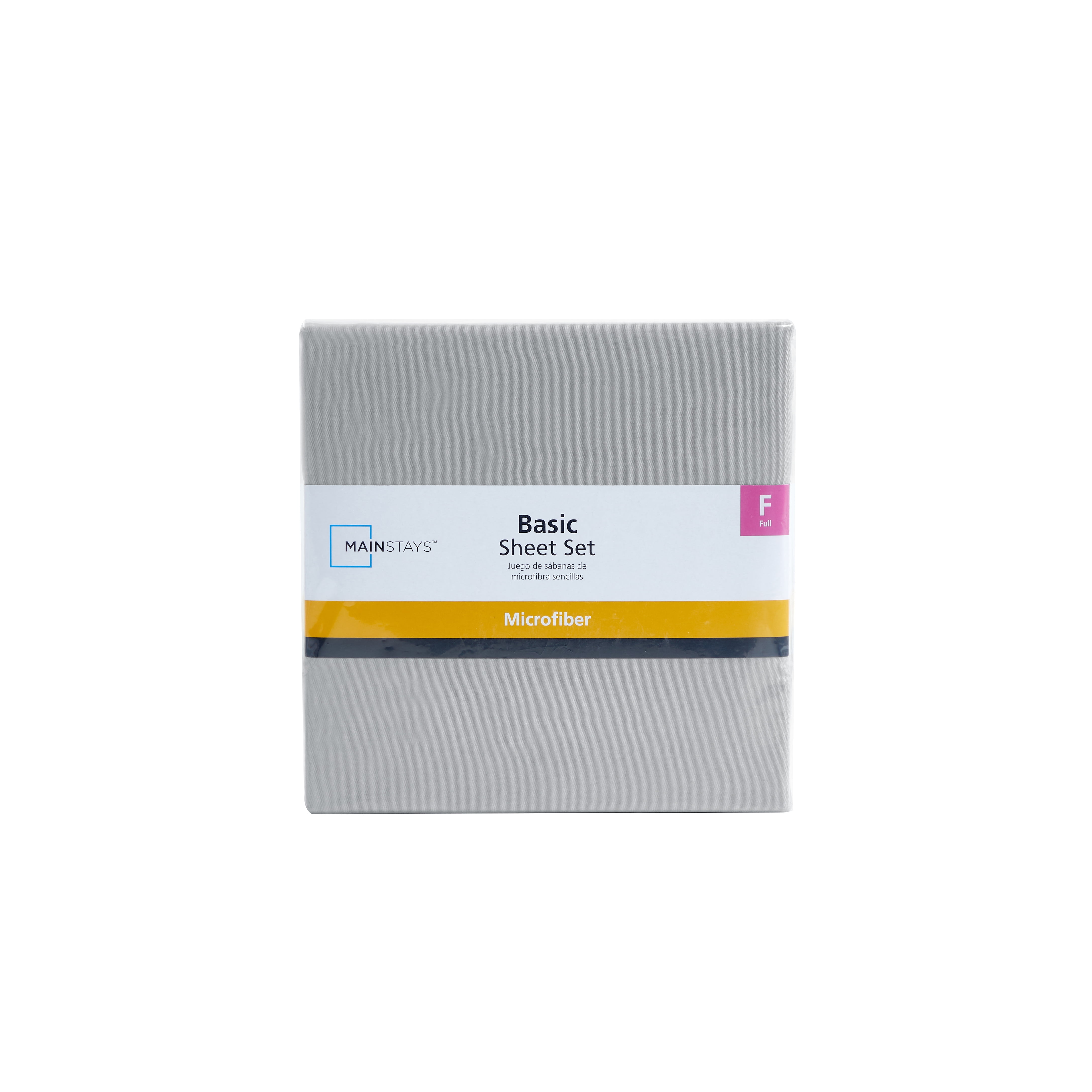 Mainstays Basic Value Microfiber Bed Sheet Set, Light Silver Gray, Full, 4 Piece