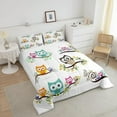 thumbnail image 3 of Cartoon Owl Comforter Set Cute Animal Floral Leaf Printe Comforter Kawaii Bird Branches Decor Room Decorative Bedding Set Cartoon Owls Design White Duvet Set Twin Quilt Set, 3 of 6