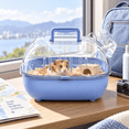 thumbnail image 2 of OANLKGI Small Pet Travel Carrier 10.83 x 8.66 IN Acrylic Viewing Panels Transparent Animal Transport Box Water Bottle and Carry Handle Portable Ventilated Pet Cage Pet Travel Blue, 2 of 5