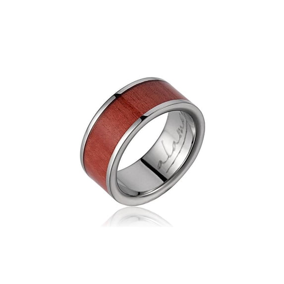 Genuine inlay pink wood wedding band ring titanium 8mm size 6.5