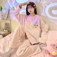 thumbnail image 2 of RMGVDSD Womens Pajama Sets 2Pcs Cozy Cartoon Long Sleeve Top Plaid Pants Loungewear For Women Soft Comfortable Sleepwear Nightwear Set Holiday Pajamas Women, 2 of 7
