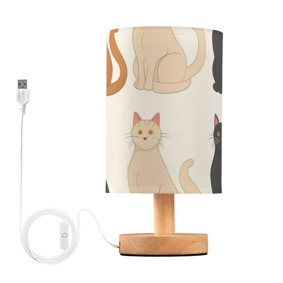 Sitting Cats Table Lamp with USB Port LED Warm Light Lamp Night Light Home Decor