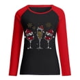 thumbnail image 3 of Chemise de Noël pour Femmes Printemps Patchwork Imprimé Manches Longues Col Rond Tee-Shirt Décontracté, 3 of 5