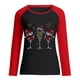 thumbnail image 4 of Pntutb Mujer Primavera Patchwork Navidad Impreso Manga Larga Cuello Redondo Casual Tee tops Pntutb Pntutb-5689, 4 of 5