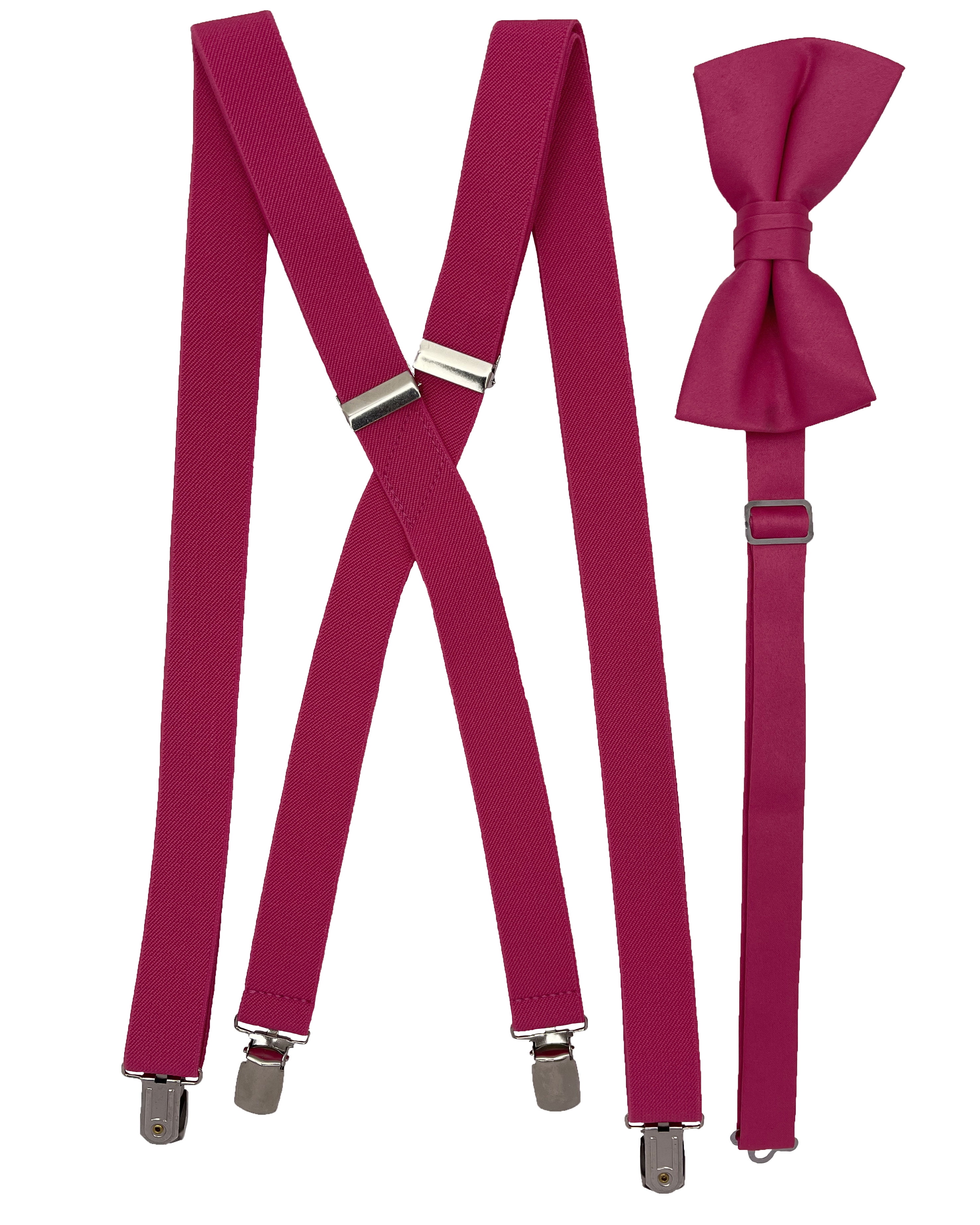 Men’s Hot Pink Suspender and Matching Bow Tie in a variety of colors by