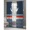 thumbnail image 4 of Navy Blue Coastal Sheer Curtains 96 Inch Length 2 Panels for Living Room, Nautical Ocean Sea Anchor Abstract Art Voile Kitchen Curtain Set, Luxury Privacy Drapes Window Treatment for Bedroom, 4 of 7