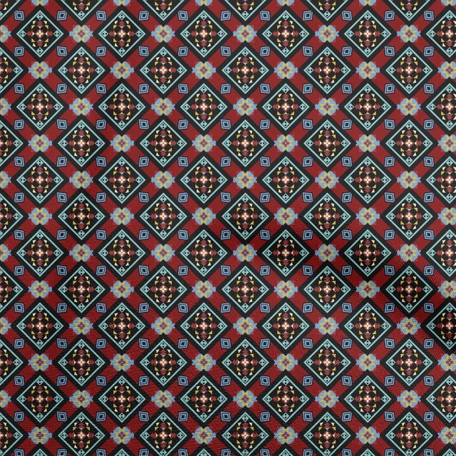 oneOone Georgette Viscose Tissu Rouge Asiatique Kilim Robe Tissu Tissu Imprimé par la Cour 42 Pouces de Large