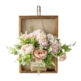 thumbnail image 2 of Hodwiequ Artificial Hanging Peony Hydrangea Flowers With Wooden Frame Faux Pothos Hanging Plants For Living Room Bedroom Office Home Pink, 2 of 6